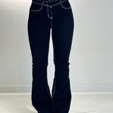 Jeans a zampa Black con cuciture White