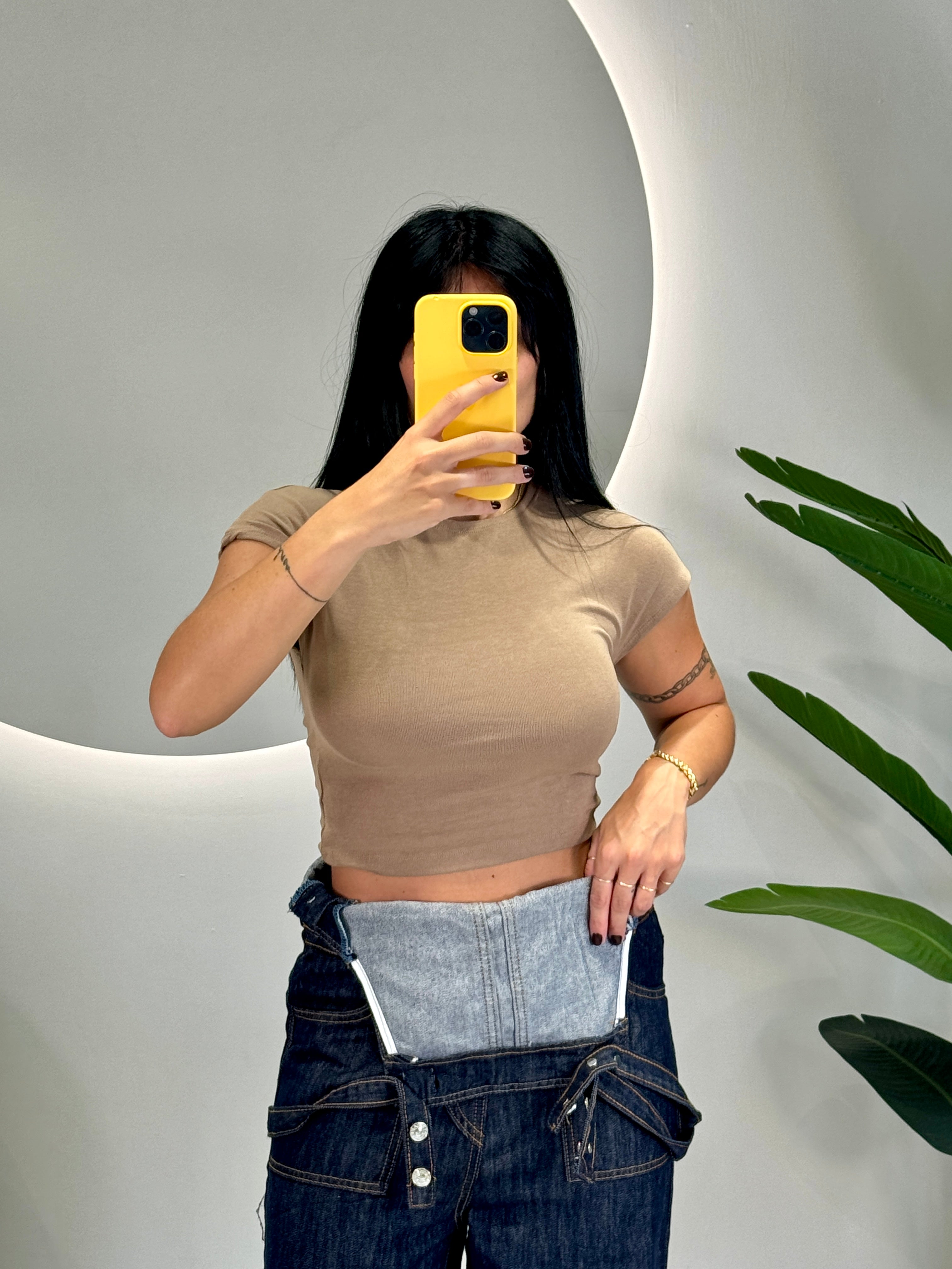 T-Shirt crop elasticizzata