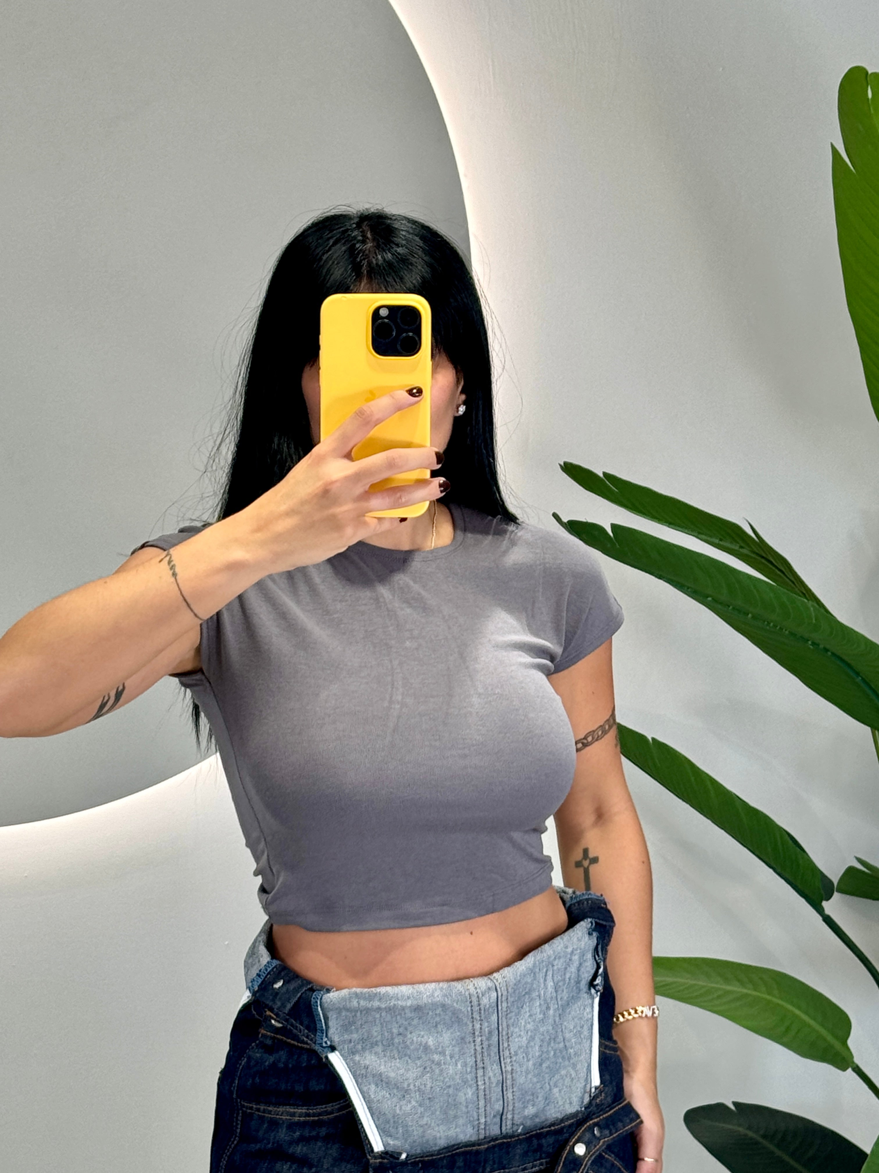 T-Shirt crop elasticizzata